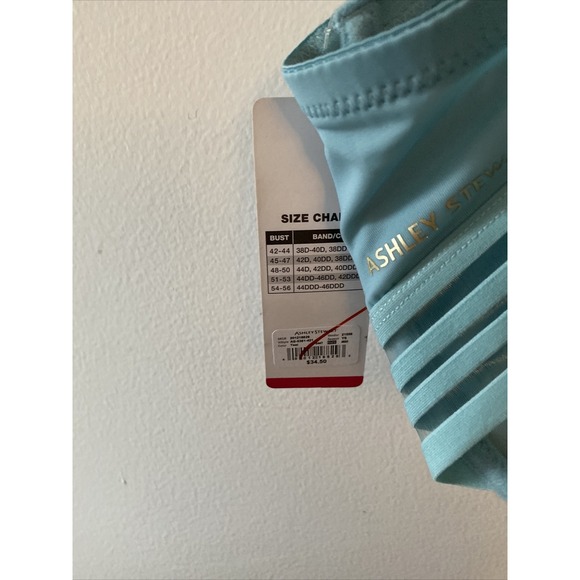 New Ashley Stewart T-Shirt Underwire Bra Logo 40DDD New With Tags Teal Blue - Picture 7 of 7